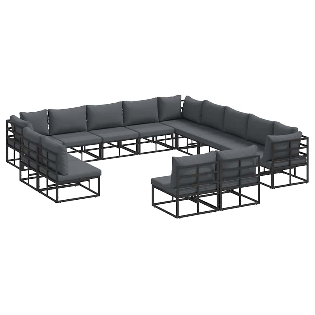 vidaXL Garden Sofa Set with Cushion 13 pcs Black Aluminium