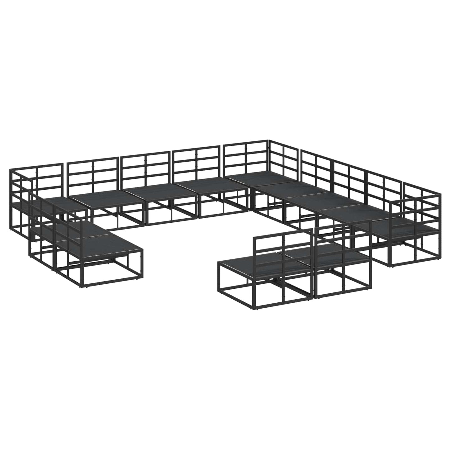 vidaXL Garden Sofa Set with Cushion 13 pcs Black Aluminium