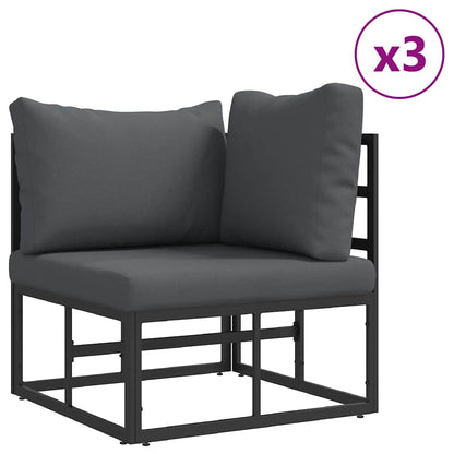 vidaXL Garden Sofa Set with Cushion 13 pcs Black Aluminium