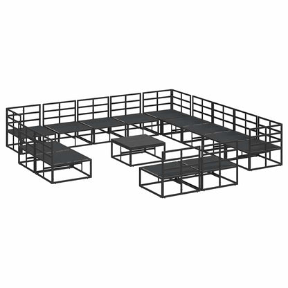 vidaXL Garden Sofa Set with Cushion 14 pcs Black Aluminium