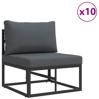 vidaXL Garden Sofa Set with Cushion 14 pcs Black Aluminium