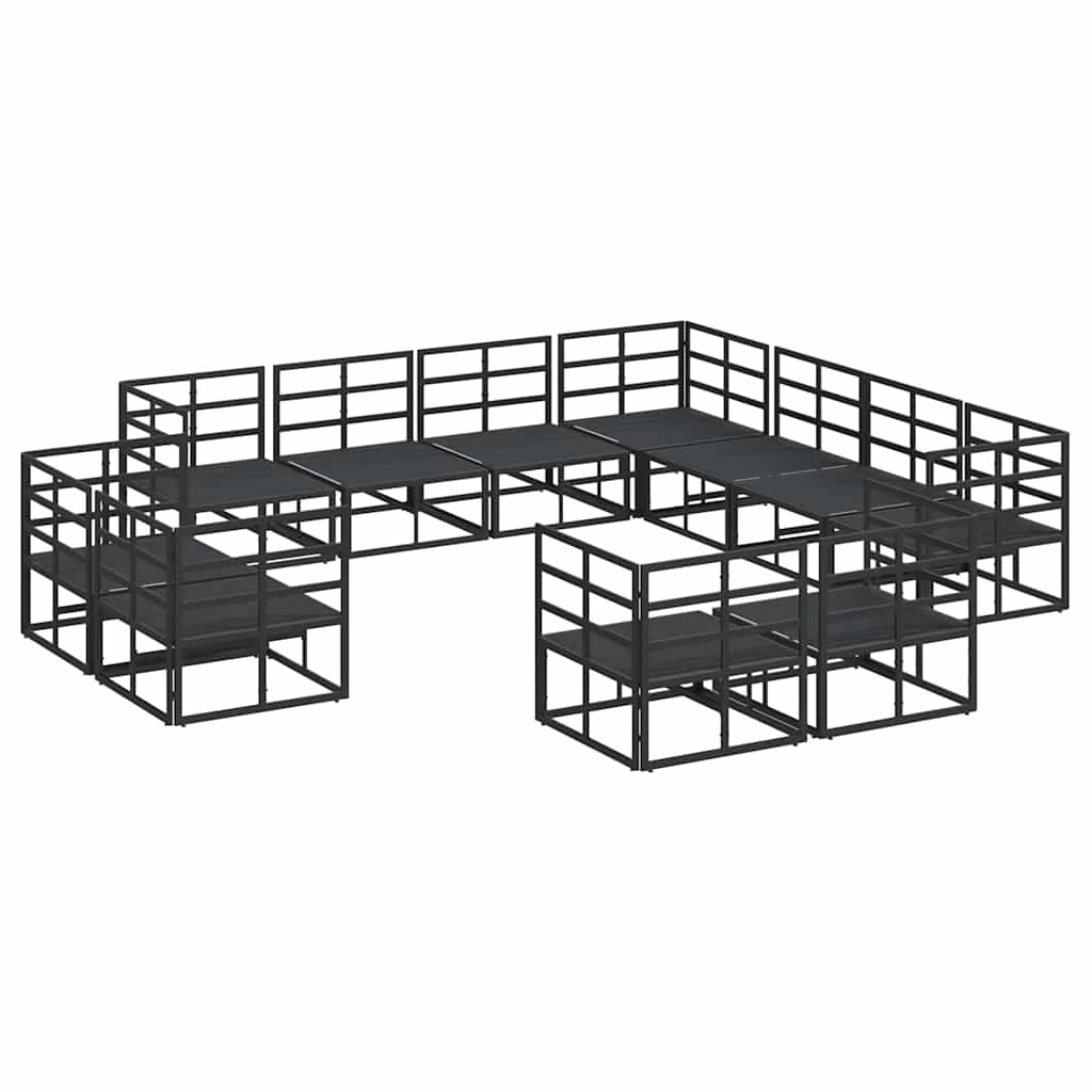vidaXL Garden Sofa Set with Cushion 11 pcs Black Aluminium