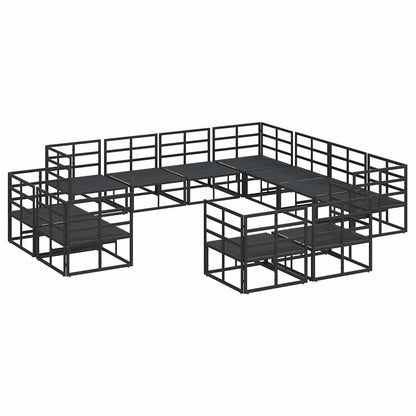 vidaXL Garden Sofa Set with Cushion 11 pcs Black Aluminium