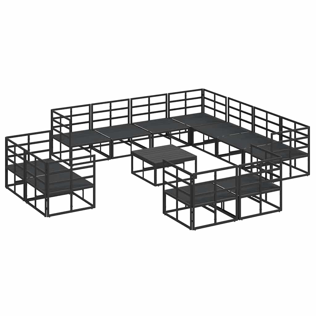 vidaXL Garden Sofa Set with Cushion 12 pcs Black Aluminium