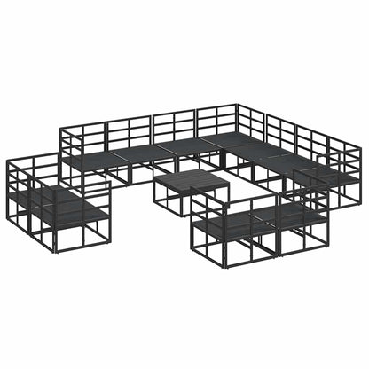 vidaXL Garden Sofa Set with Cushion 12 pcs Black Aluminium