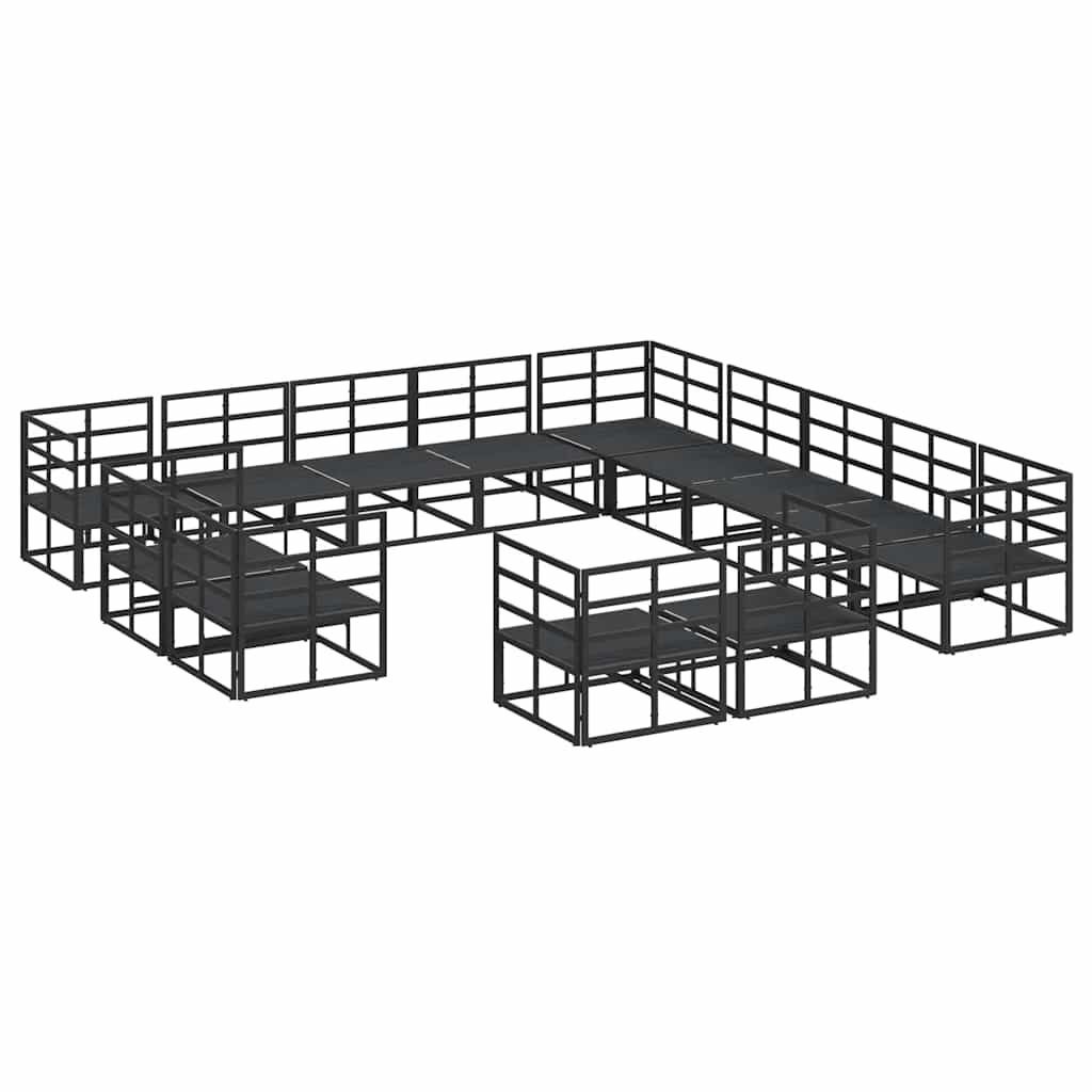 vidaXL Garden Sofa Set with Cushion 13 pcs Black Aluminium