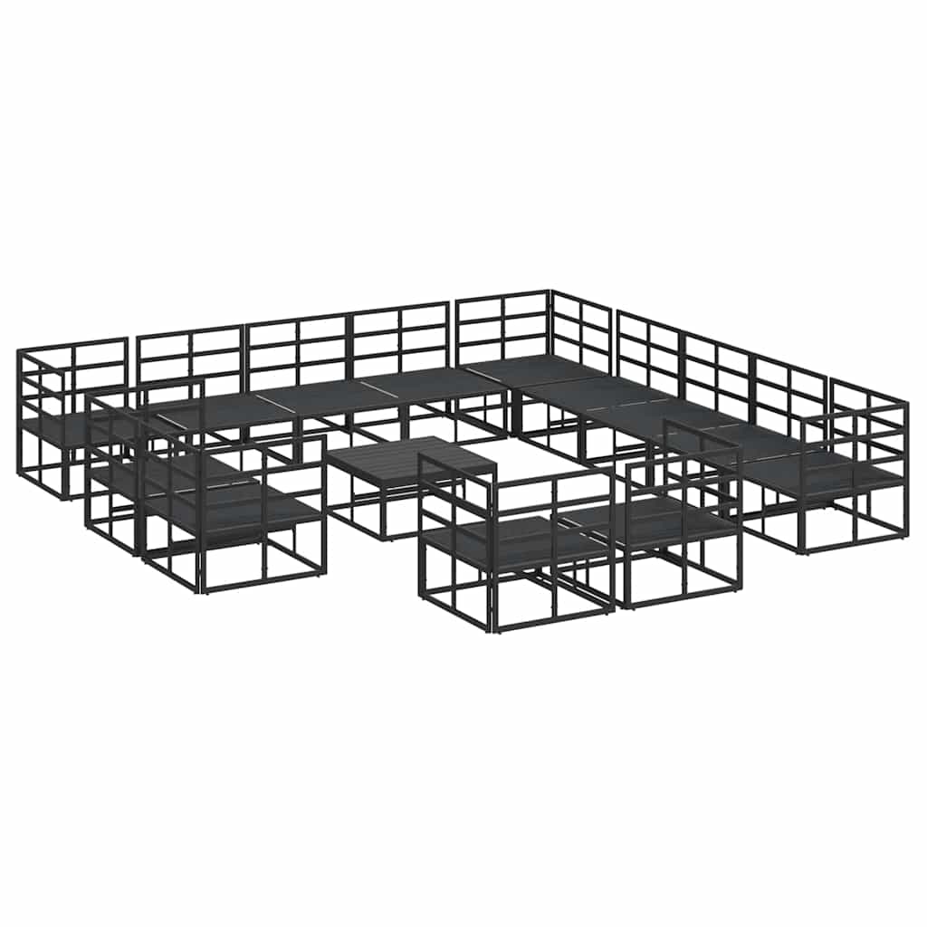 vidaXL Garden Sofa Set with Cushion 14 pcs Black Aluminium