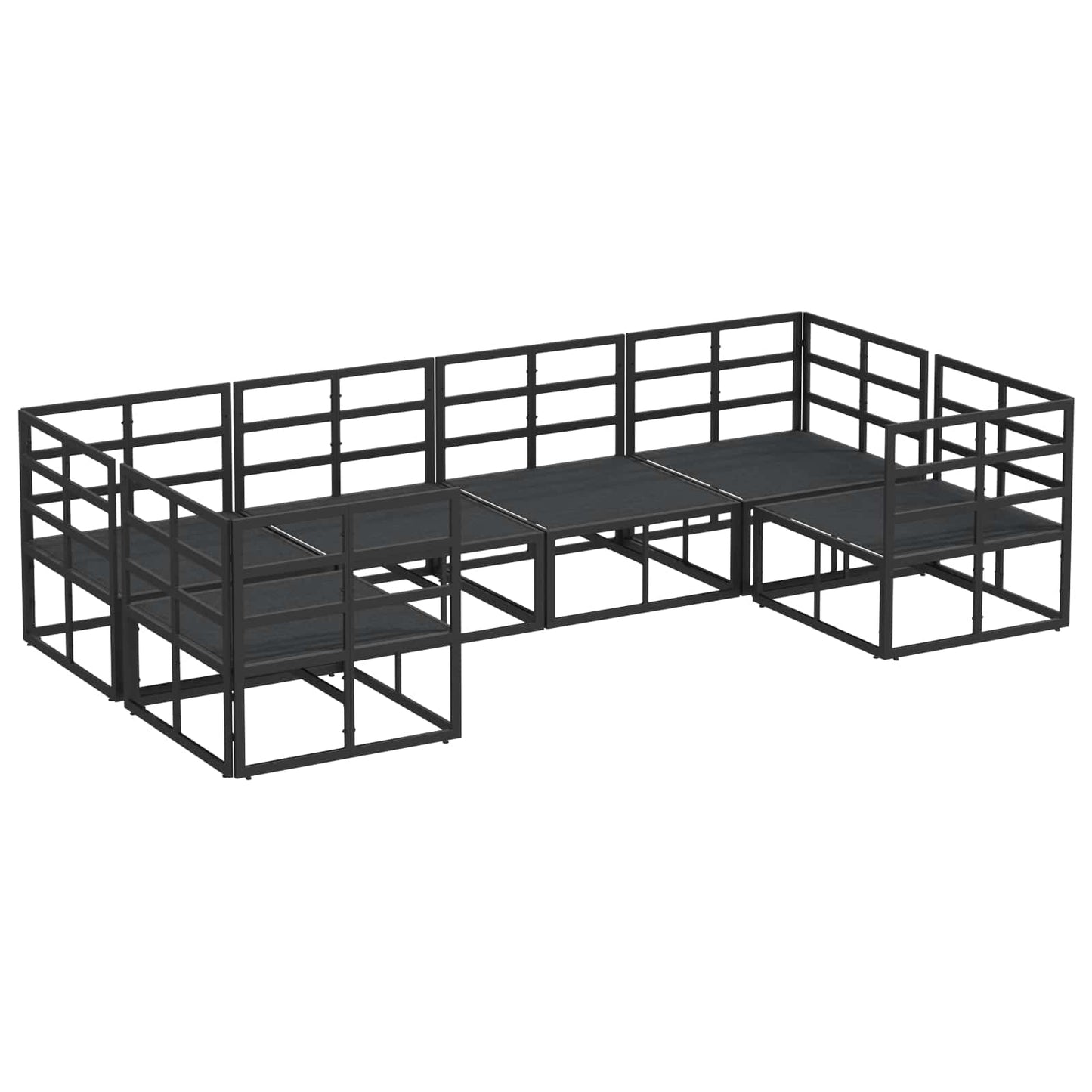 vidaXL Garden Sofa Set with Cushion 6 pcs Black Aluminium