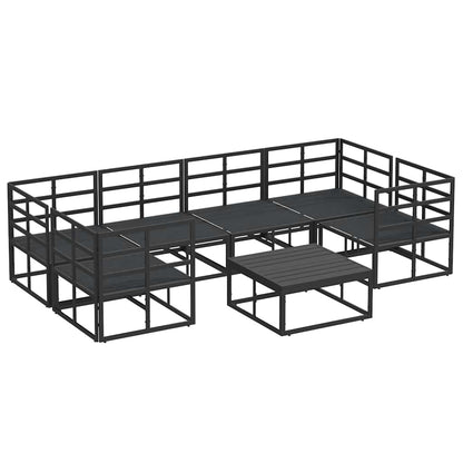 vidaXL Garden Sofa Set 7 pcs Black Aluminium