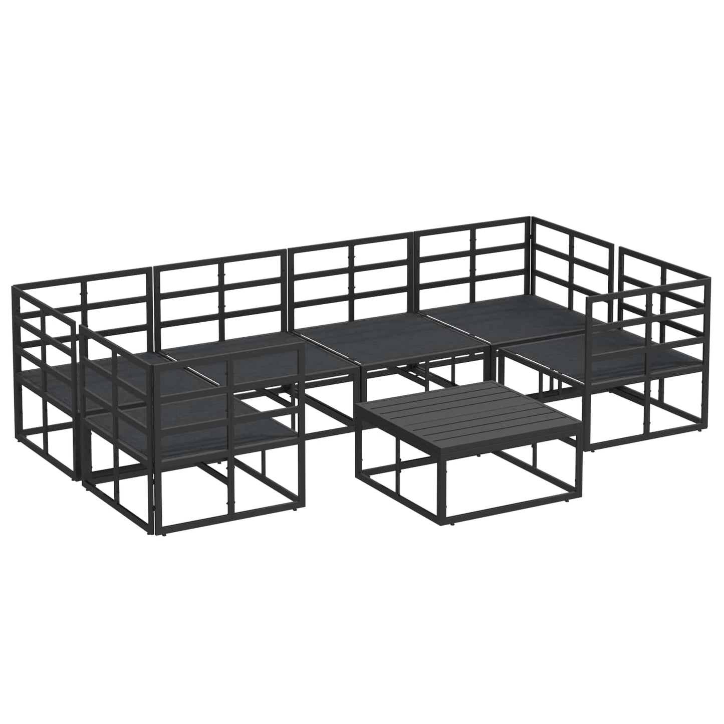 vidaXL Garden Sofa Set with Cushion 7 pcs Black Aluminium