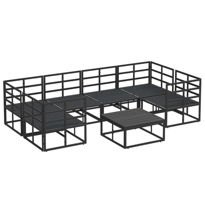 vidaXL Garden Sofa Set with Cushion 7 pcs Black Aluminium