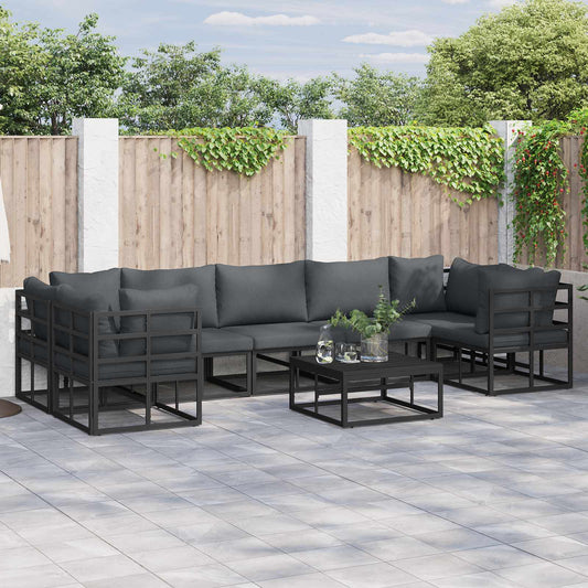 vidaXL Garden Sofa Set with Cushion 8 pcs Black Aluminium