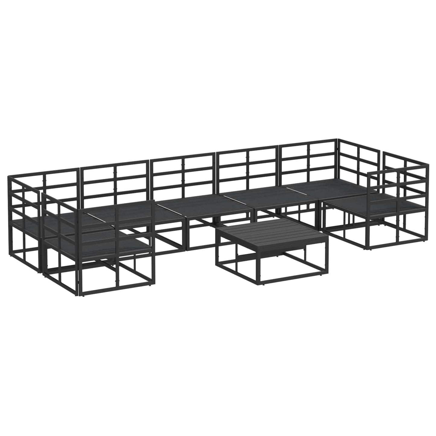 vidaXL Garden Sofa Set with Cushion 8 pcs Black Aluminium