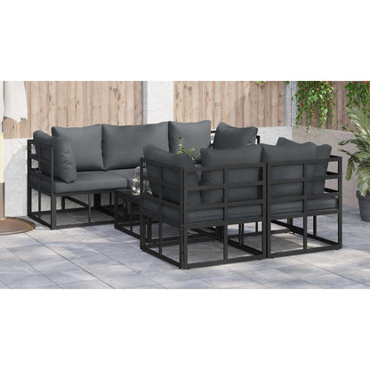 vidaXL Garden Sofa Set with Cushion 6 pcs Black Aluminium