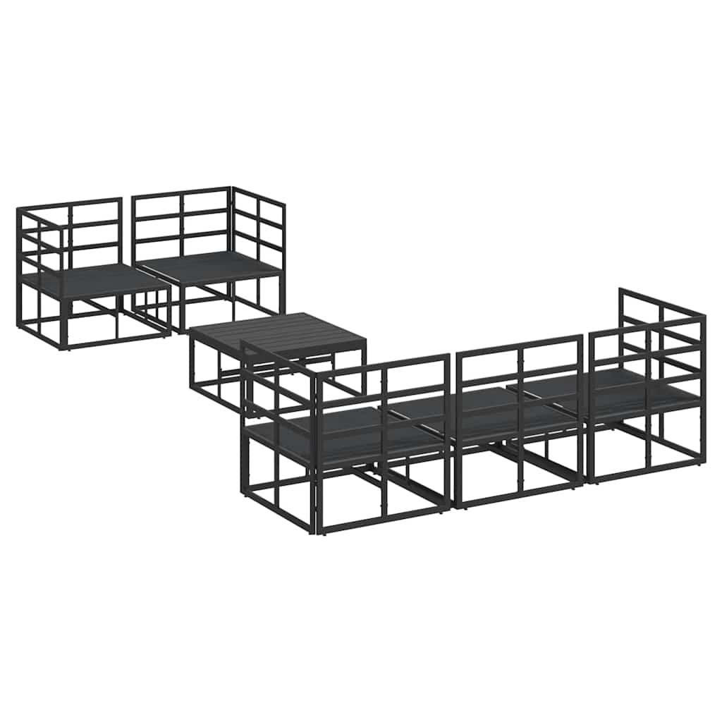vidaXL Garden Sofa Set with Cushion 6 pcs Black Steel