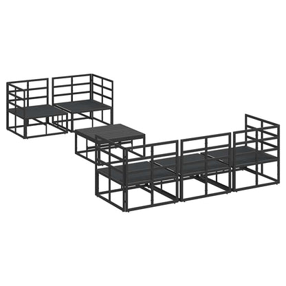 vidaXL Garden Sofa Set with Cushion 6 pcs Black Steel
