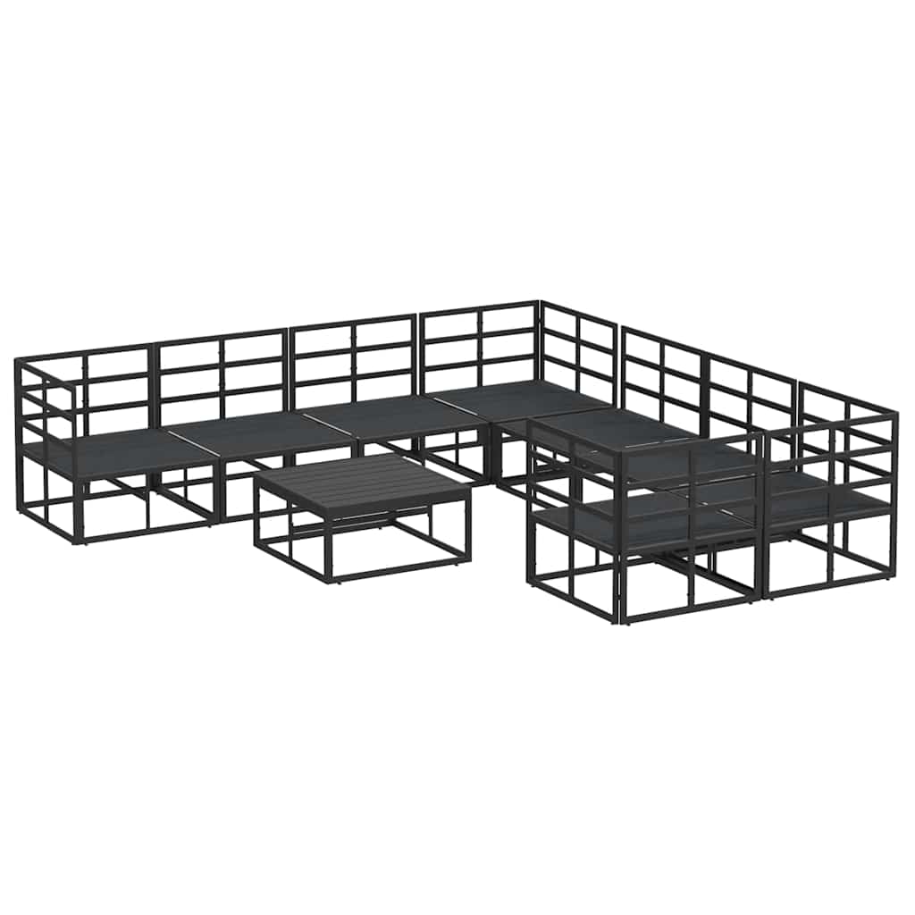 vidaXL Garden Sofa Set with Cushion 9 pcs Black Aluminium