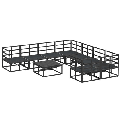 vidaXL Garden Sofa Set with Cushion 9 pcs Black Steel