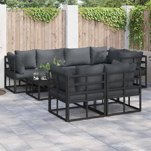 vidaXL Garden Sofa Set with Cushion 7 pcs Black Aluminium
