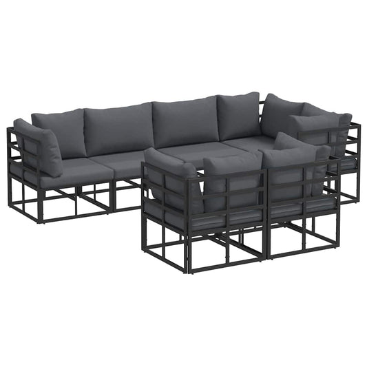 vidaXL Garden Sofa Set with Cushion 7 pcs Black Aluminium