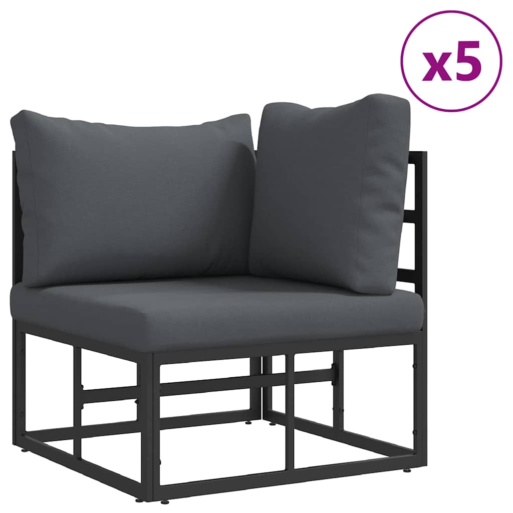 vidaXL Garden Sofa Set with Cushion 7 pcs Black Steel
