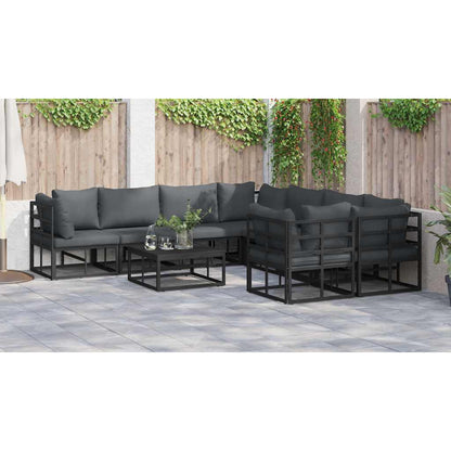 vidaXL Garden Sofa Set with Cushion 8 pcs Black Aluminium