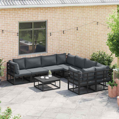vidaXL Garden Sofa Set with Cushion 8 pcs Black Aluminium
