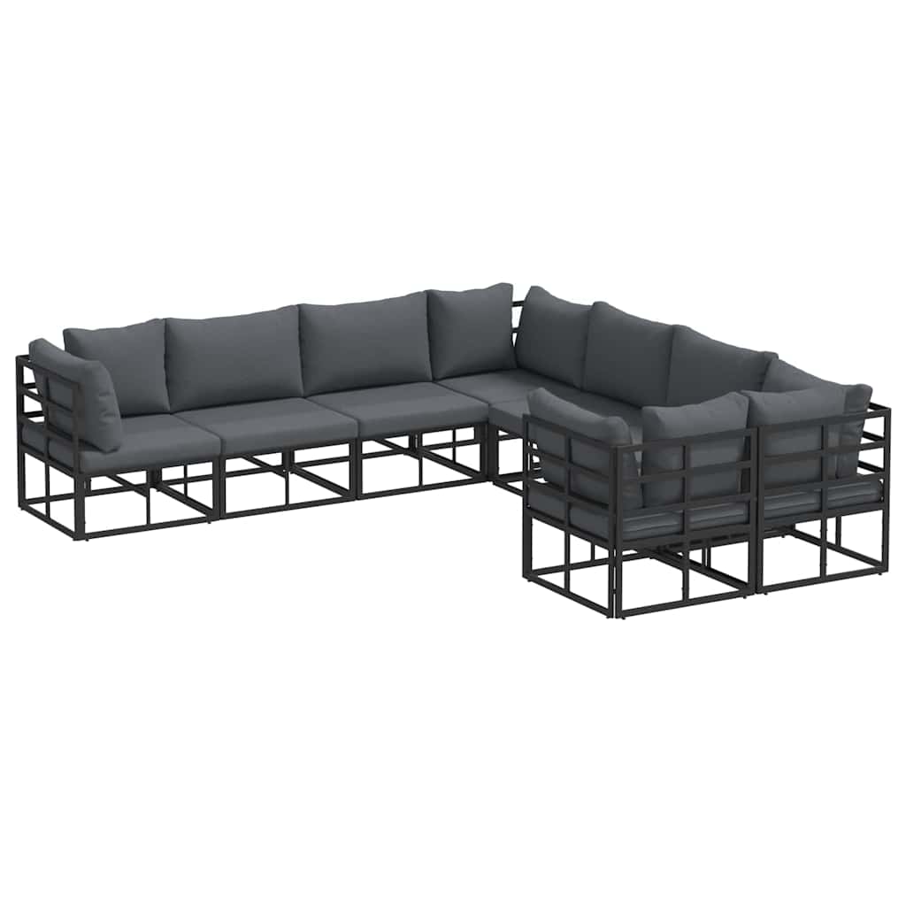 vidaXL Garden Sofa Set with Cushion 8 pcs Black Aluminium
