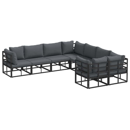 vidaXL Garden Sofa Set with Cushion 8 pcs Black Aluminium