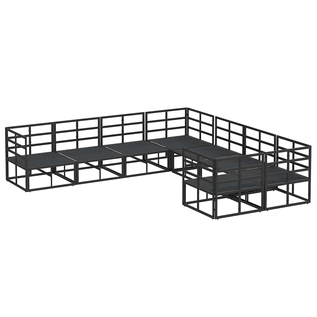 vidaXL Garden Sofa Set with Cushion 8 pcs Black Aluminium