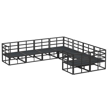 vidaXL Garden Sofa Set with Cushion 8 pcs Black Aluminium