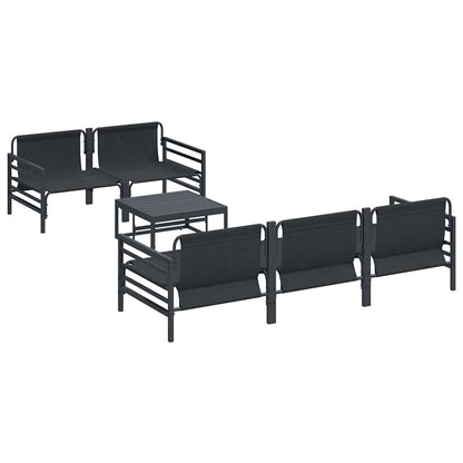 vidaXL Garden Sofa Set with Cushion 6 pcs Black Steel