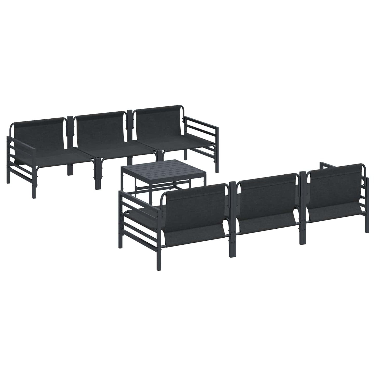 vidaXL Garden Sofa Set with Cushion 7 pcs Black Steel