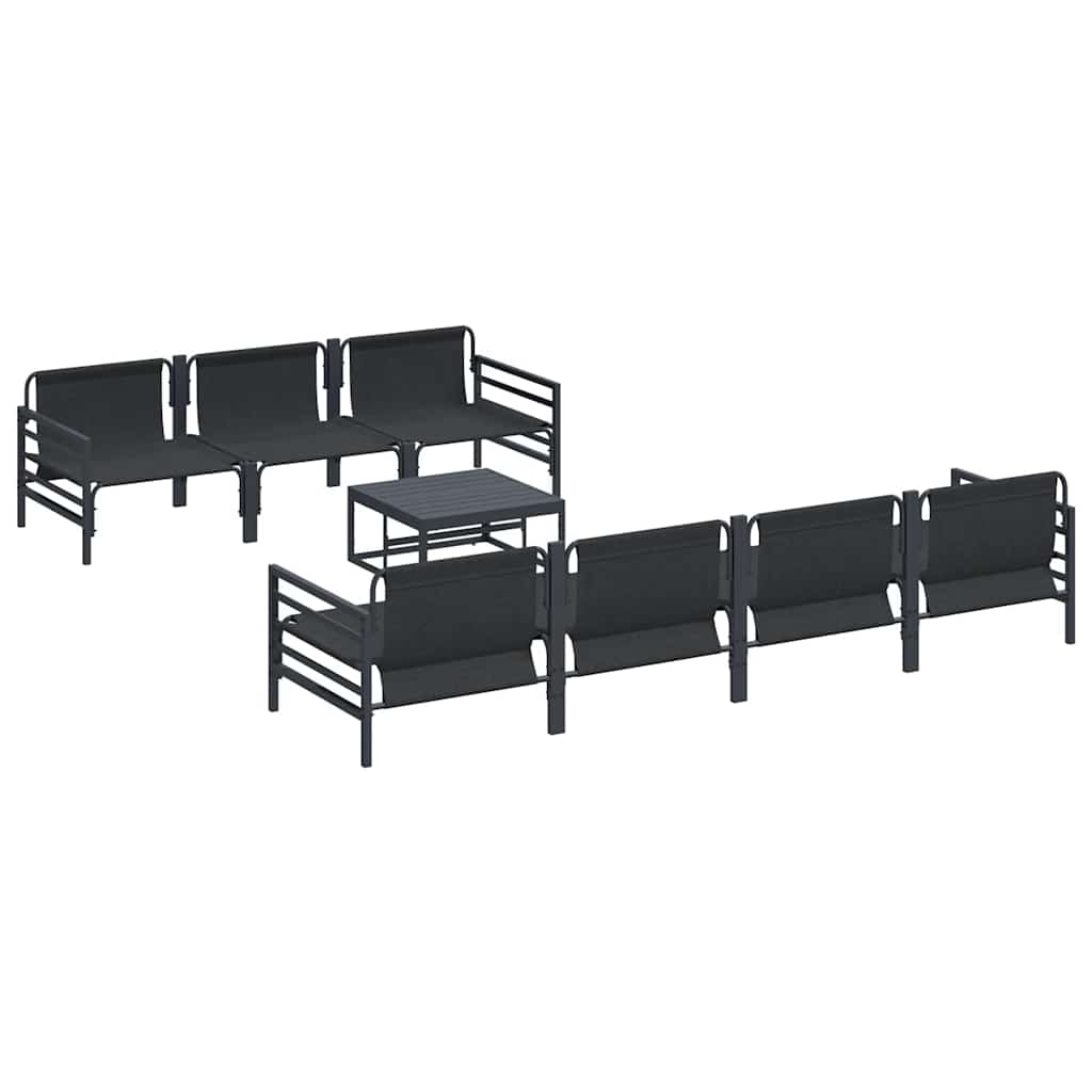 vidaXL Garden Sofa Set with Cushion 8 pcs Black Steel
