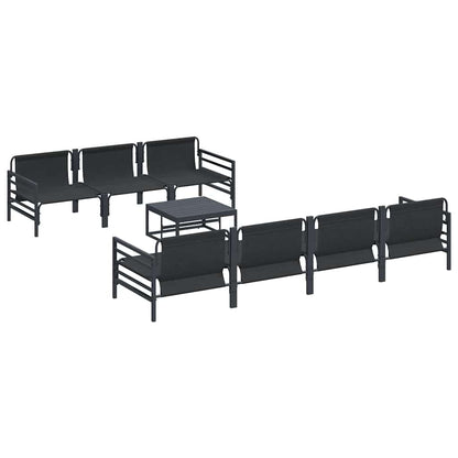 vidaXL Garden Sofa Set with Cushion 8 pcs Black Steel