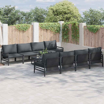 vidaXL Garden Sofa Set with Cushion 9 pcs Black Steel