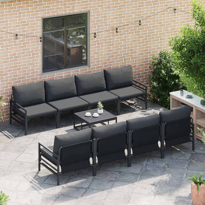 vidaXL Garden Sofa Set with Cushion 9 pcs Black Steel