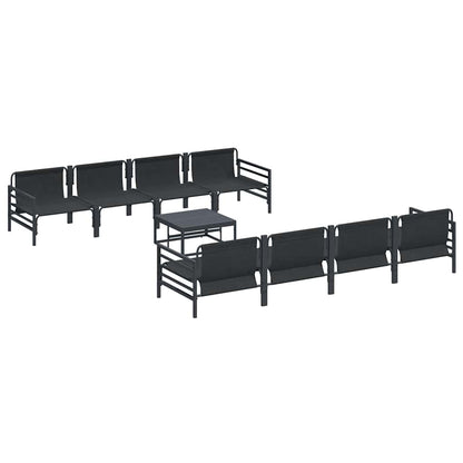 vidaXL Garden Sofa Set with Cushion 9 pcs Black Steel