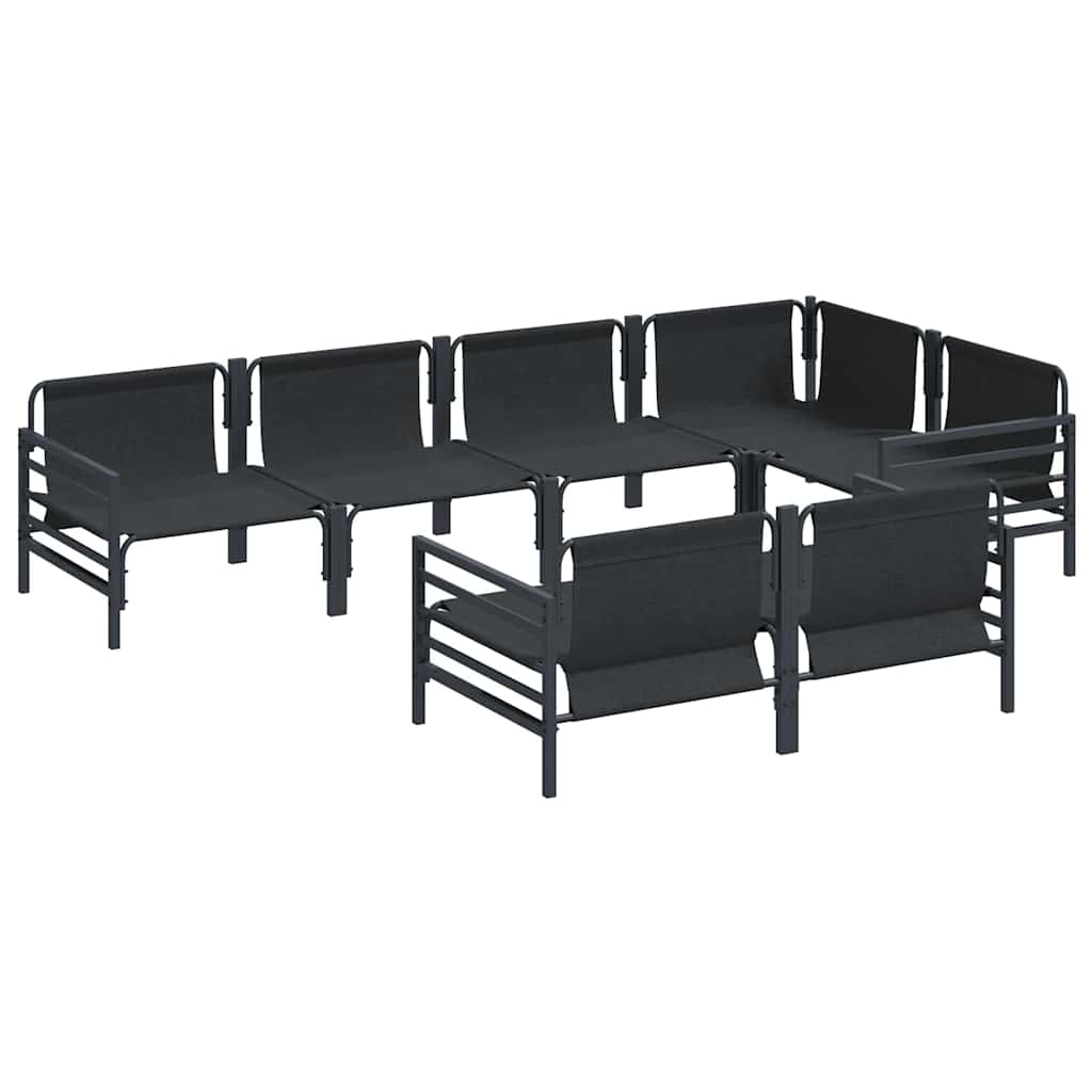vidaXL Garden Sofa Set with Cushion 7 pcs Black Steel