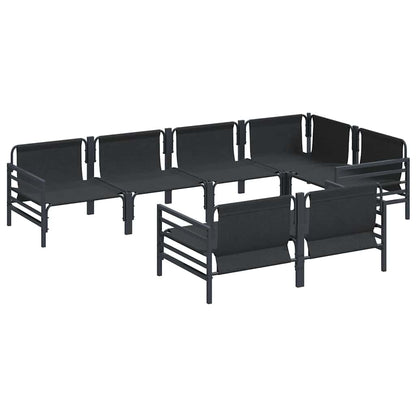 vidaXL Garden Sofa Set with Cushion 7 pcs Black Steel
