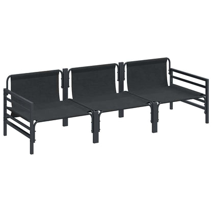 vidaXL Garden Sofa Set with Cushion 3 pcs Black Steel