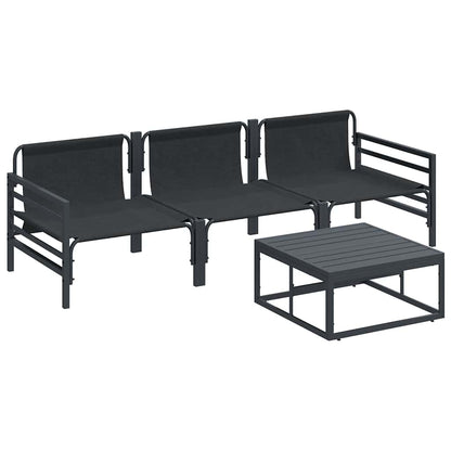 vidaXL Garden Sofa Set with Cushion 4 pcs Black Steel