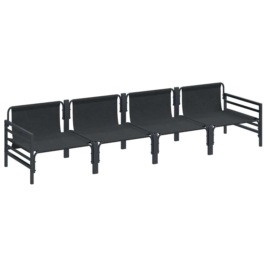 vidaXL Garden Sofa Set with Cushion 4 pcs Black Steel
