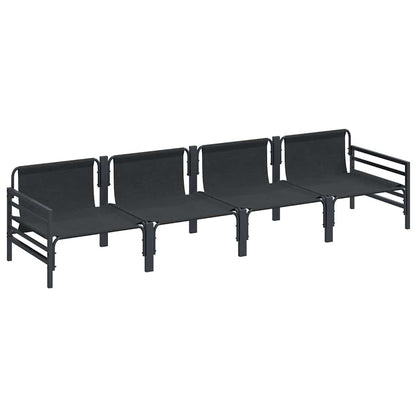 vidaXL Garden Sofa Set with Cushion 4 pcs Black Steel