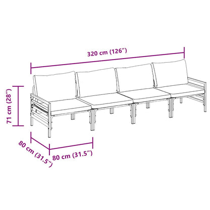 vidaXL Garden Sofa Set with Cushion 4 pcs Black Steel