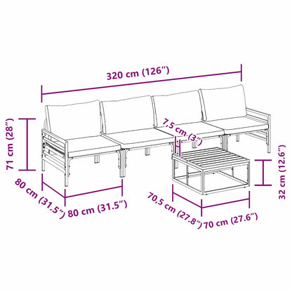 vidaXL Garden Sofa Set with Cushion 5 pcs Black Steel