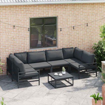 vidaXL Garden Sofa Set with Cushion 6 pcs Black Steel