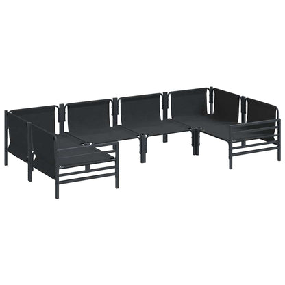 vidaXL Garden Sofa Set with Cushion 6 pcs Black Steel