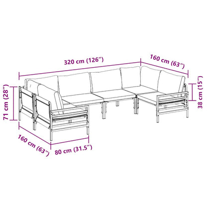 vidaXL Garden Sofa Set with Cushion 6 pcs Black Steel