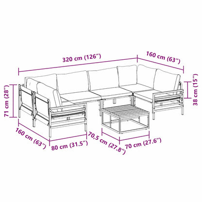vidaXL Garden Sofa Set with Cushion 7 pcs Black Steel